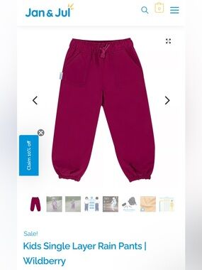 Jan & Jul Children's Elastic-Waist Magenta Rain Pants